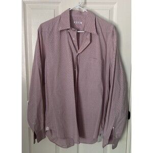 Loro Piana 100% Cotton Check Button-Down Shirt Red Tan White XL  17/34
